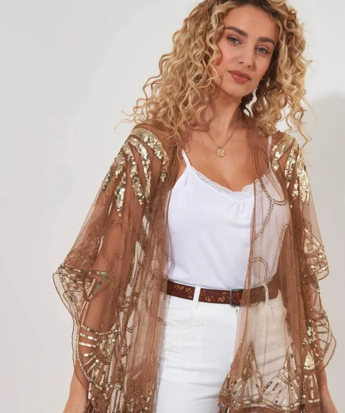 Women Joe Browns Accessories and Jewellery Golden Hour Sequin Kimono Women Joe Browns Accessories and Jewellery Golden Hour Sequin Kimono