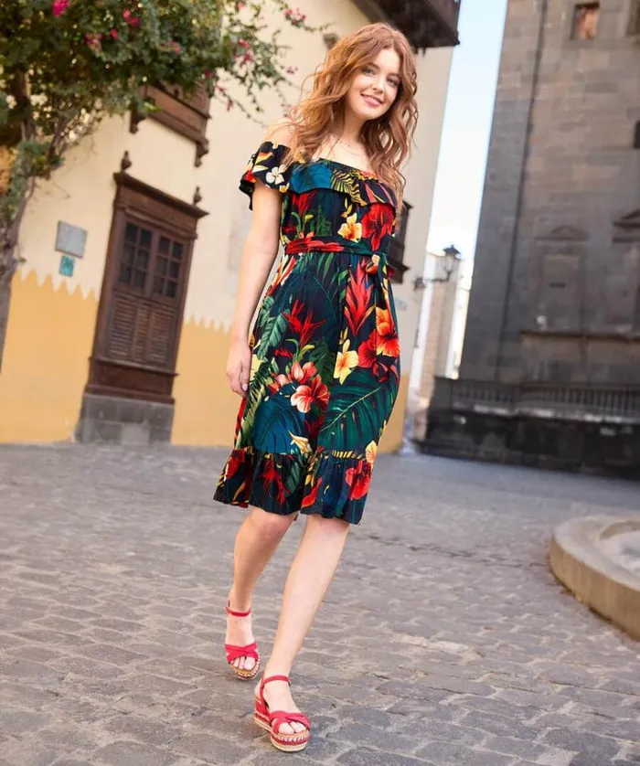 Women Joe Browns Dresses Beautiful Bardot Printed Jersey Dress Women Joe Browns Dresses Beautiful Bardot Printed Jersey Dress