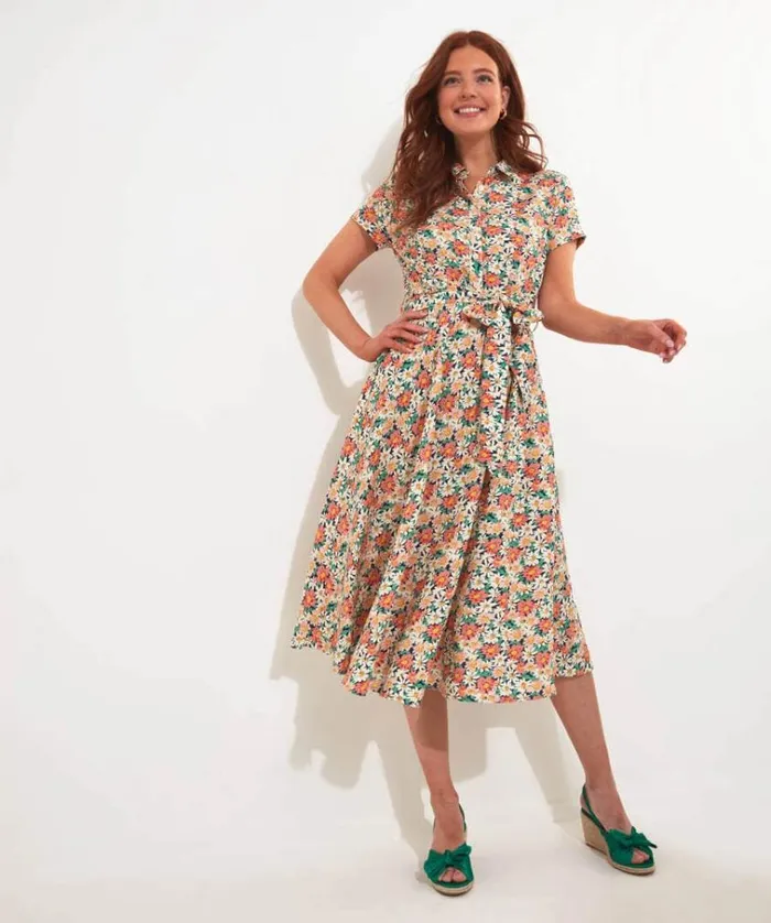Women Joe Browns Dresses Linen Blend Floral Shirt Dress