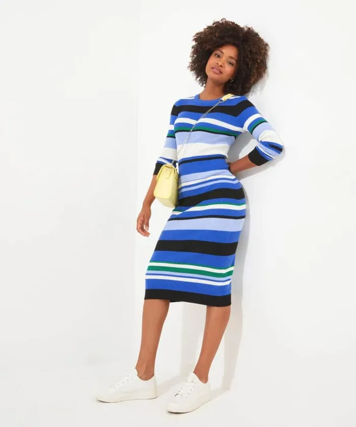 Women Joe Browns Dresses Summer Chic Striped Rib Knit Dress