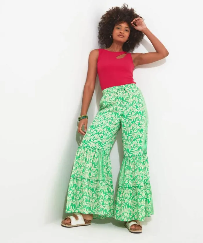 Women Joe Browns Jeans and Trousers Ibiza Days Printed Tiered Trousers