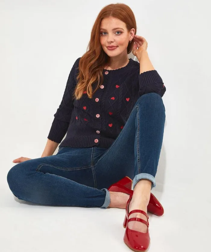 Women Joe Browns Knitwear and Cardigans All Heart Embroidered Cardigan Women Joe Browns Knitwear and Cardigans All Heart Embroidered Cardigan