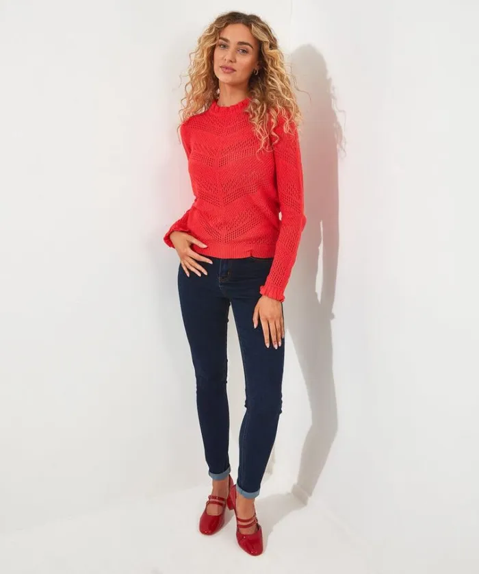 Women Joe Browns Knitwear and Cardigans Flori Frill Neck Jumper Women Joe Browns Knitwear and Cardigans Flori Frill Neck Jumper