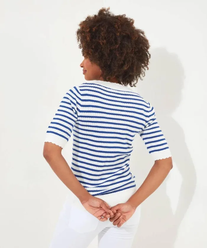 Women Joe Browns Knitwear and Cardigans Jolie Stripe Short Sleeve Knit Top Women Joe Browns Knitwear and Cardigans Jolie Stripe Short Sleeve Knit Top