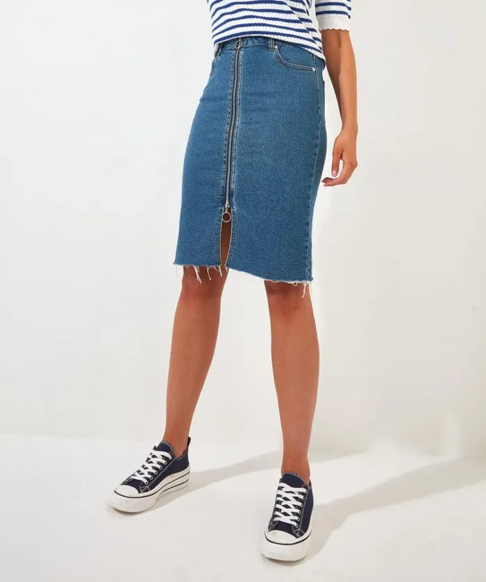 Women Joe Browns Skirts Zip Front Denim Skirt Women Joe Browns Skirts Zip Front Denim Skirt