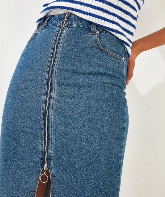 Women Joe Browns Skirts Zip Front Denim Skirt Women Joe Browns Skirts Zip Front Denim Skirt