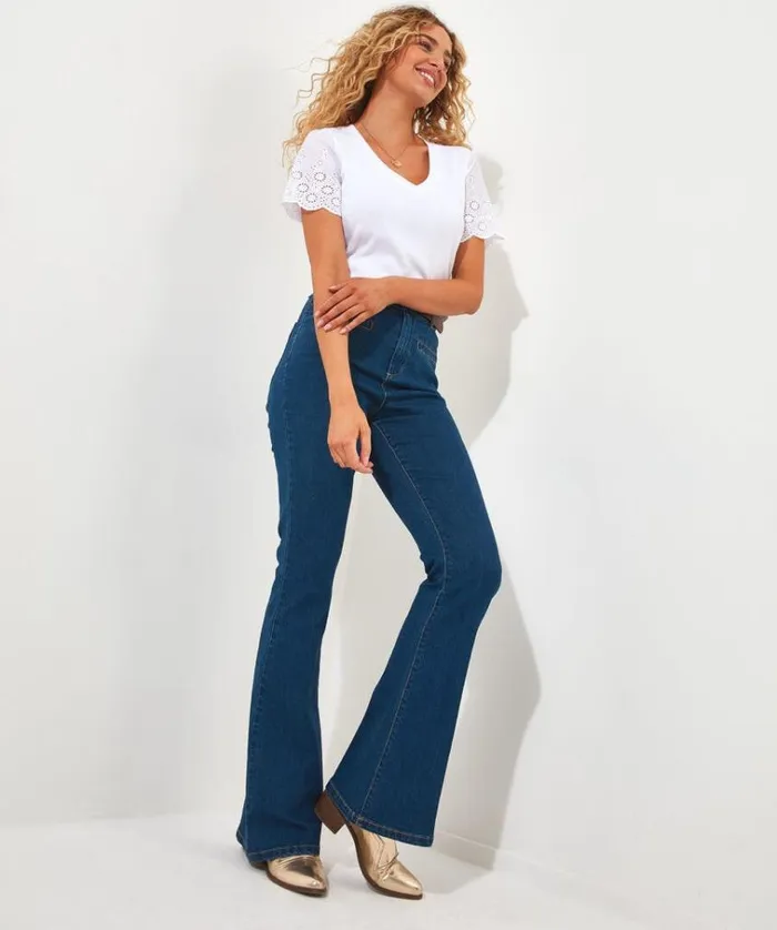 Women Joe Browns Tops Tunics and Blouses Broderie Sleeve Tee Women Joe Browns Tops Tunics and Blouses Broderie Sleeve Tee