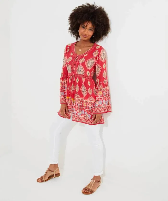 Women Joe Browns Tops Tunics and Blouses Coral Beach Longline Blouse Women Joe Browns Tops Tunics and Blouses Coral Beach Longline Blouse