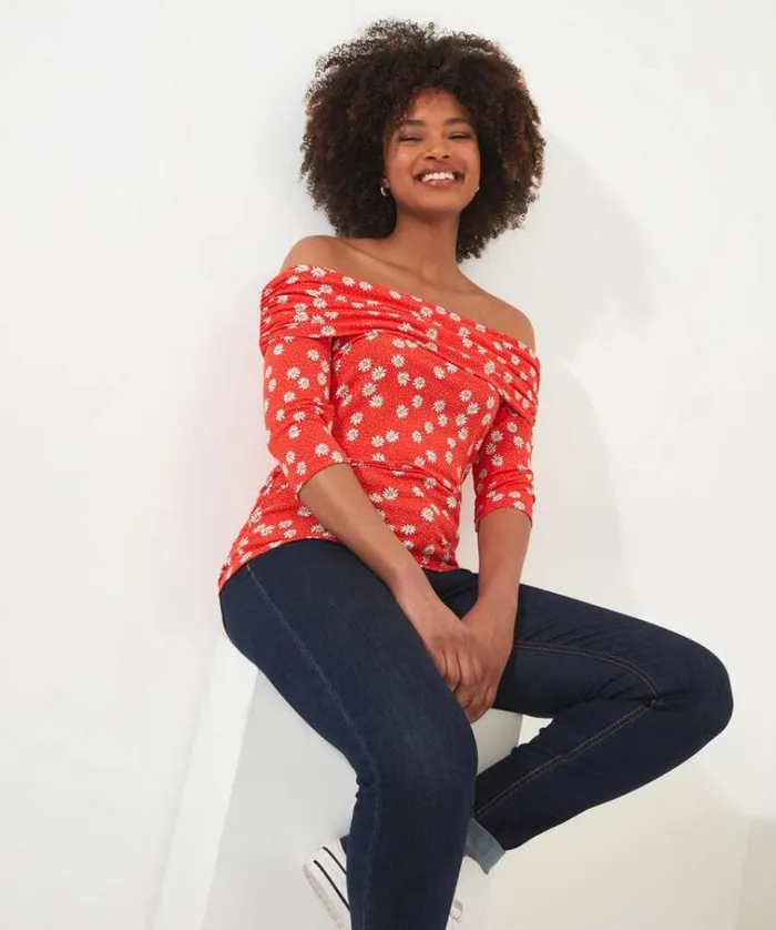 Women Joe Browns Tops Tunics and Blouses Ditsy Daisy Bardot Jersey Top