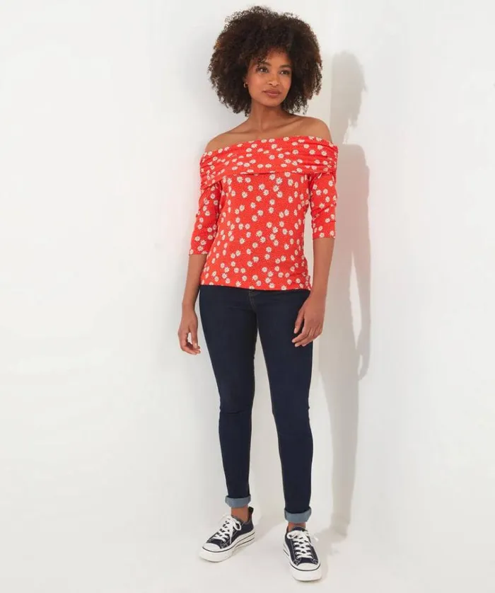 Women Joe Browns Tops Tunics and Blouses Ditsy Daisy Bardot Jersey Top Women Joe Browns Tops Tunics and Blouses Ditsy Daisy Bardot Jersey Top