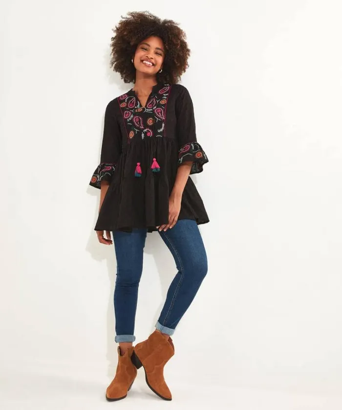 Women Joe Browns Tops Tunics and Blouses Embroidered Festival Tunic Women Joe Browns Tops Tunics and Blouses Embroidered Festival Tunic