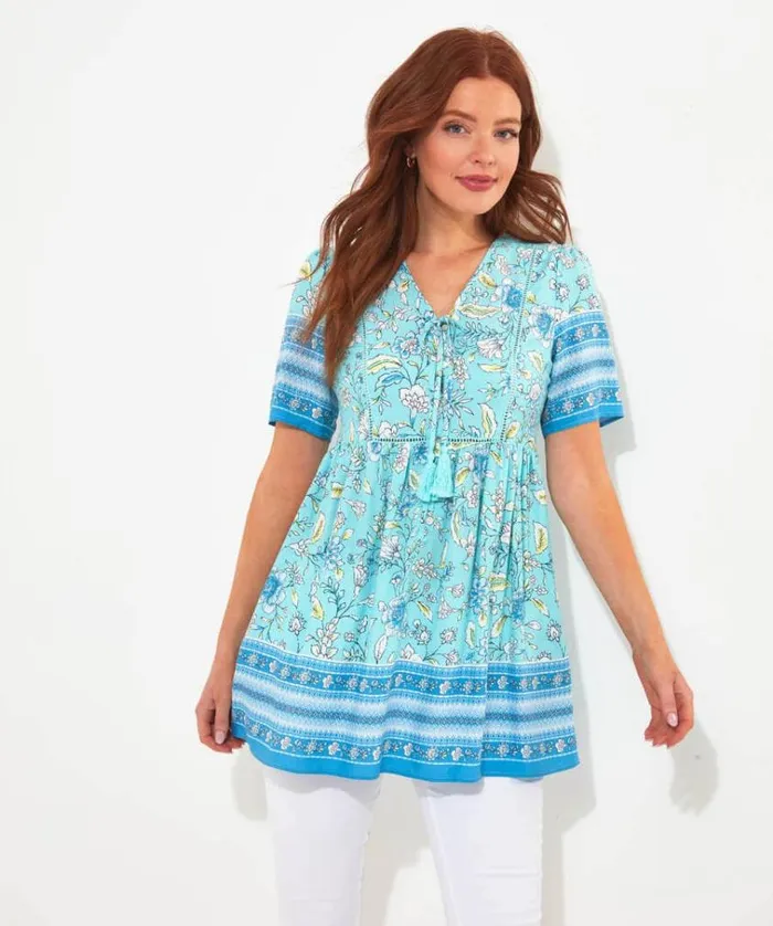 Women Joe Browns Tops Tunics and Blouses Heidi Blue Printed Tunic Women Joe Browns Tops Tunics and Blouses Heidi Blue Printed Tunic