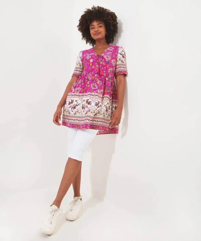 Women Joe Browns Tops Tunics and Blouses Heidi Pink Printed Tunic Women Joe Browns Tops Tunics and Blouses Heidi Pink Printed Tunic