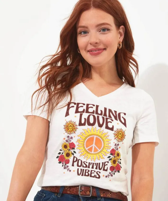 Women Joe Browns Tops Tunics and Blouses Positive Vibes Tee Women Joe Browns Tops Tunics and Blouses Positive Vibes Tee
