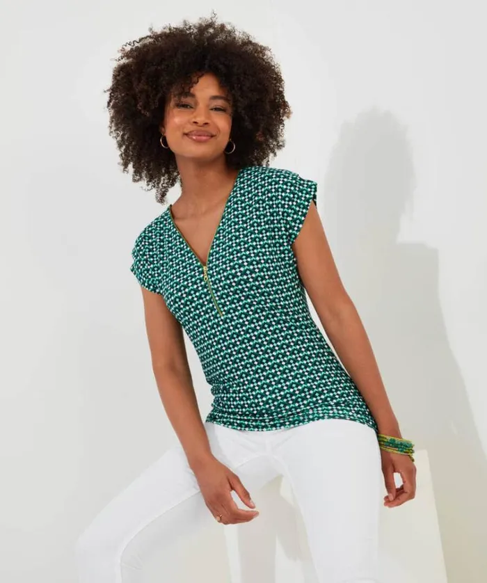 Women Joe Browns Tops Tunics and Blouses Printed Zip It Up Jersey Top