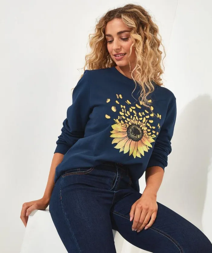 Women Joe Browns Tops Tunics and Blouses Scattered Sunflower Graphic Sweat