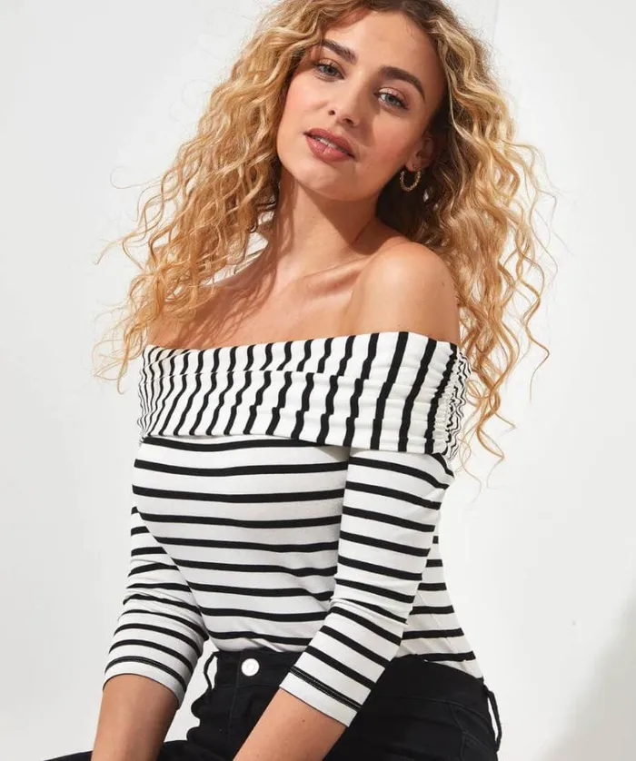Women Joe Browns Tops Tunics and Blouses Stripe Bardot Jersey Top