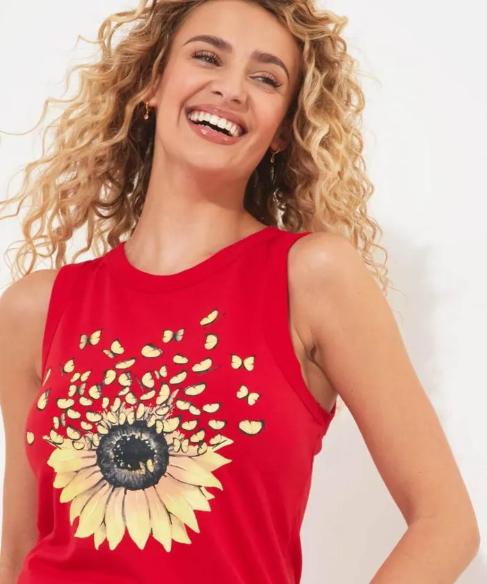 Women Joe Browns Tops Tunics and Blouses Summer Sunflower Vest Women Joe Browns Tops Tunics and Blouses Summer Sunflower Vest