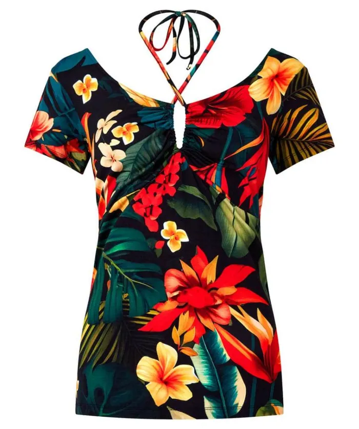 Women Joe Browns Tops Tunics and Blouses Totally Tropical Tie Neck Top Women Joe Browns Tops Tunics and Blouses Totally Tropical Tie Neck Top