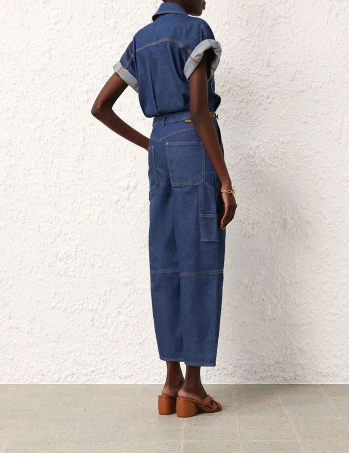 Women Jumpsuits and Playsuits Zimmermann Matchmaker Denim Boiler Suit Railway Blue