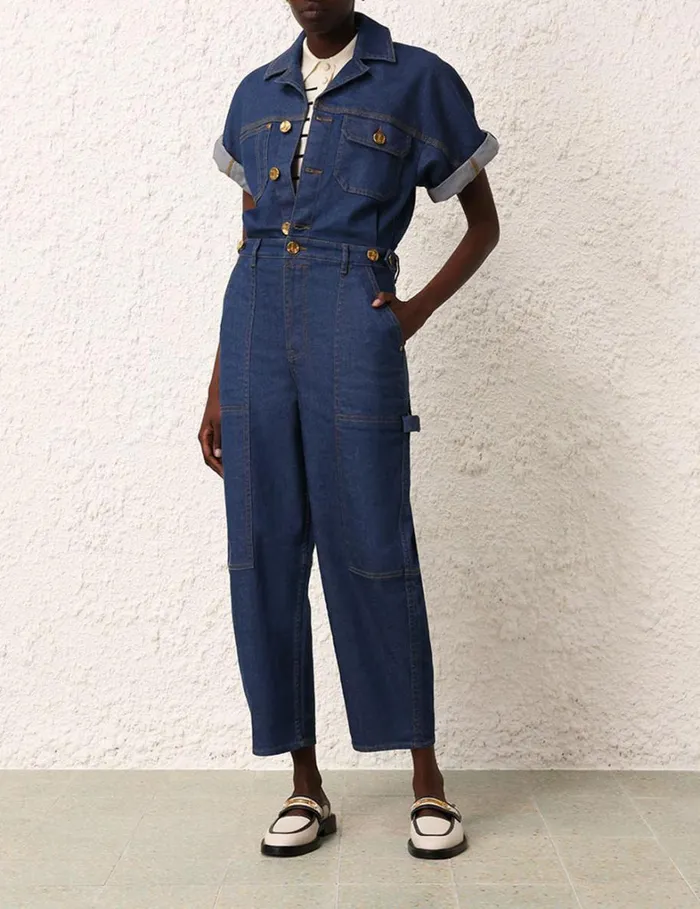 Women Jumpsuits and Playsuits Zimmermann Matchmaker Denim Boiler Suit Railway Blue