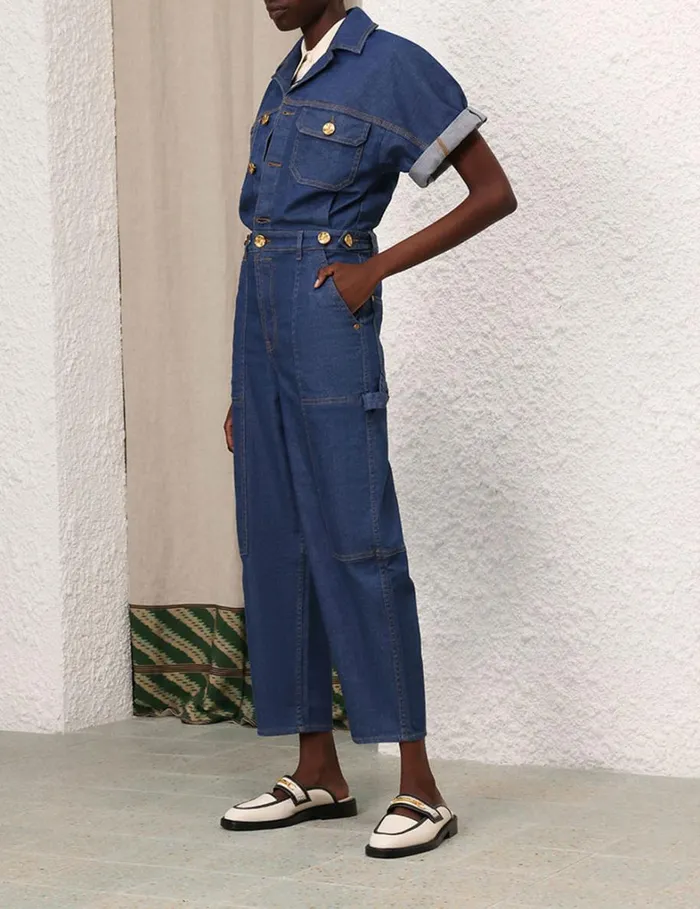 Women Jumpsuits and Playsuits Zimmermann Matchmaker Denim Boiler Suit Railway Blue