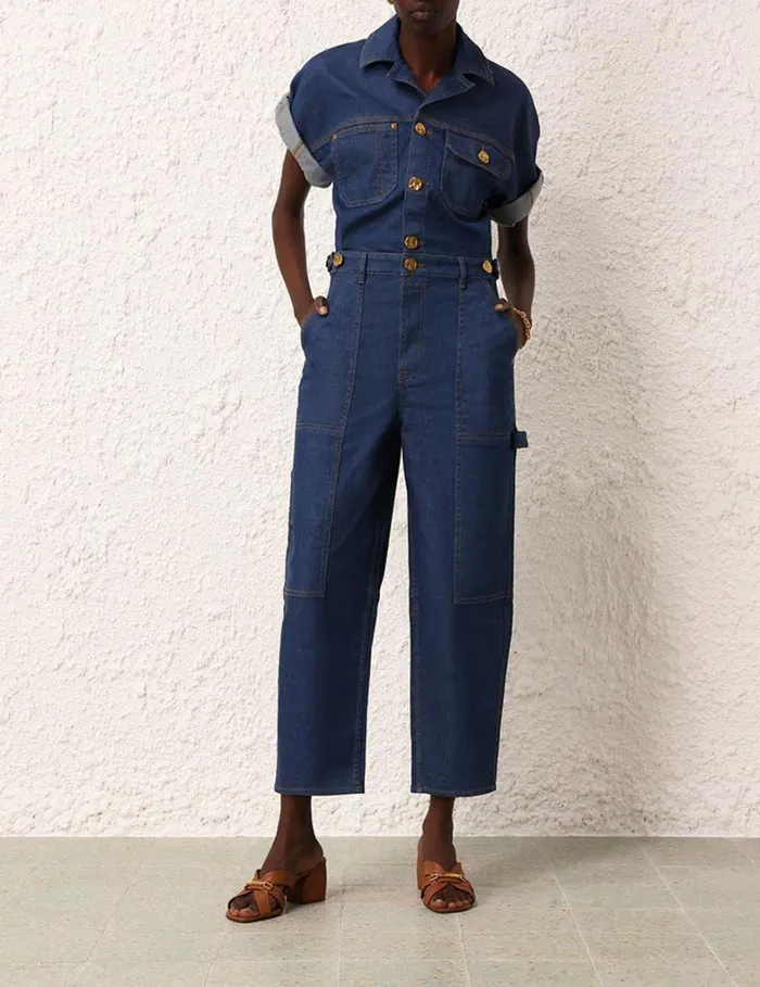 Women Jumpsuits and Playsuits Zimmermann Matchmaker Denim Boiler Suit Railway Blue
