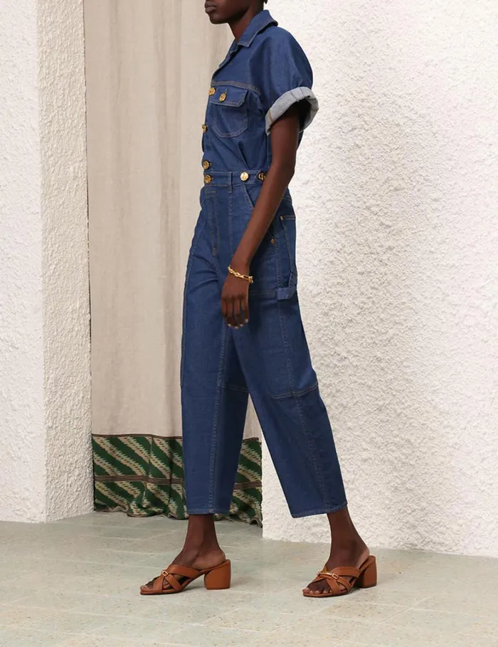 Women Jumpsuits and Playsuits Zimmermann Matchmaker Denim Boiler Suit Railway Blue