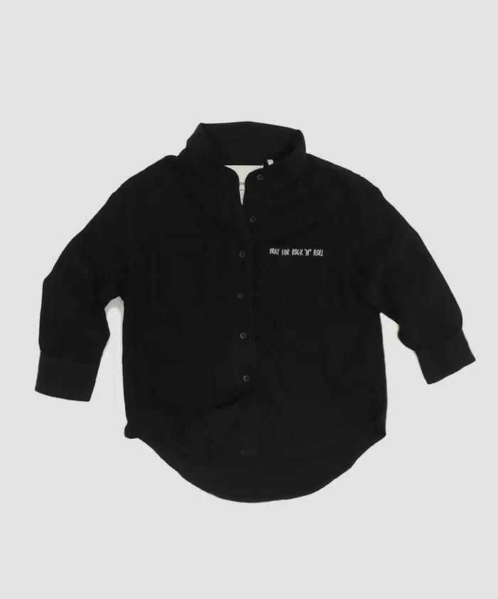 WomenKids One Teaspoon Denim Tops KIDS BLACK SOHO TENCEL SHIRT