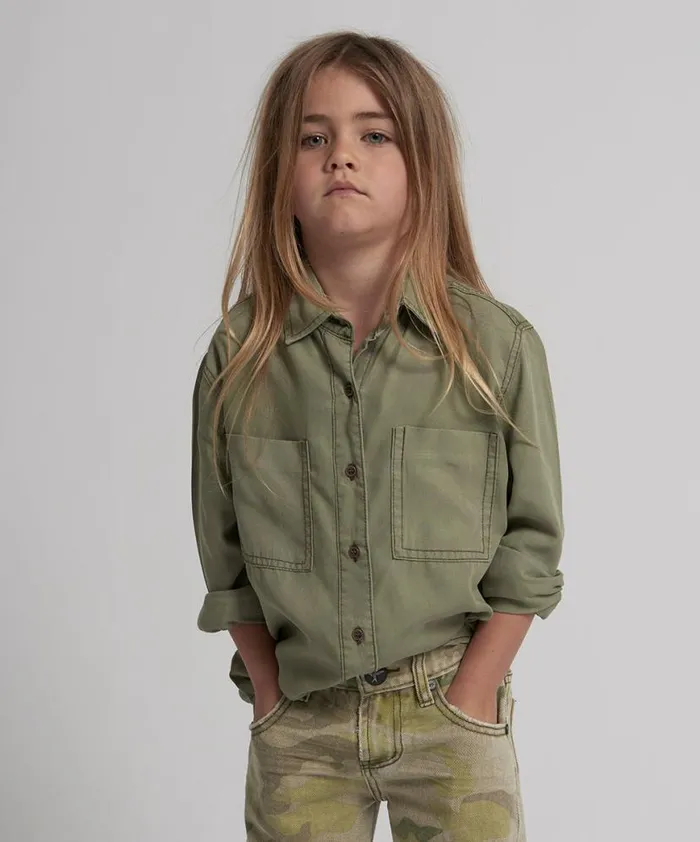 WomenKids One Teaspoon Denim Tops KIDS KHAKI SOHO SHIRT