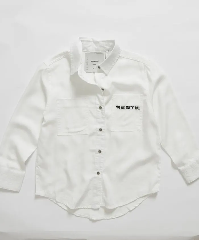 WomenKids One Teaspoon Denim Tops KIDS WHITE SOHO SHIRT