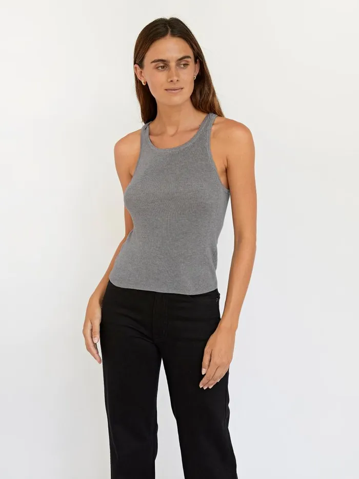 Women Knit Tank Grey Marle The UNDONE Tops