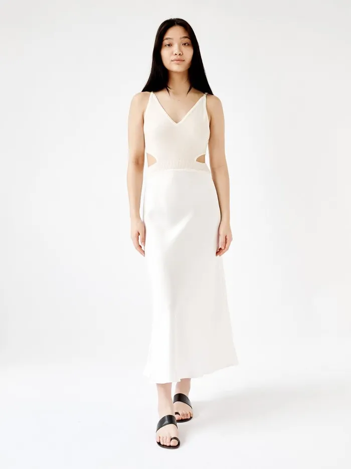 Women Knitted Cami Bias Dress Cream The UNDONE Dresses Women Knitted Cami Bias Dress Cream The UNDONE Dresses