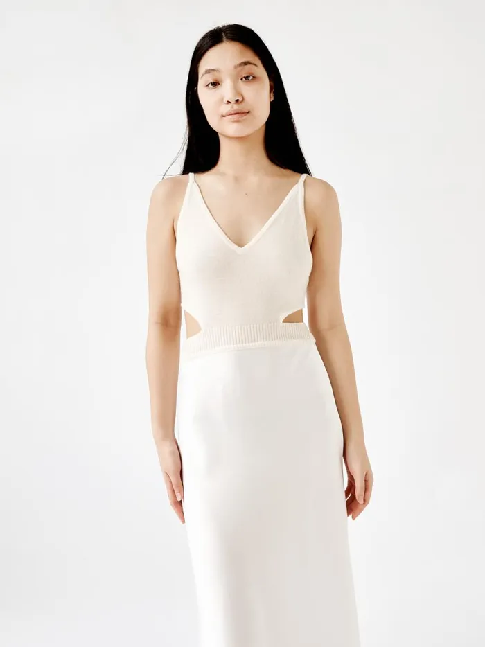 Women Knitted Cami Bias Dress Cream The UNDONE Dresses Women Knitted Cami Bias Dress Cream The UNDONE Dresses
