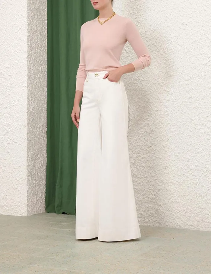 Women Knitwear Zimmermann Classic Crew Neck Sweater Dusty Pink