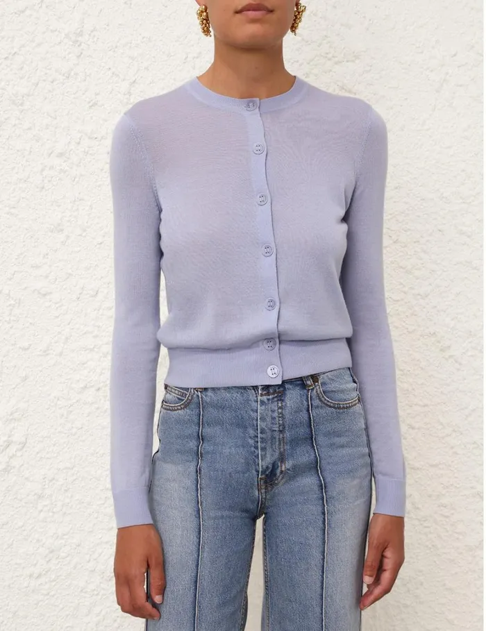 Women Knitwear Zimmermann Crew Neck Cardigan Blue