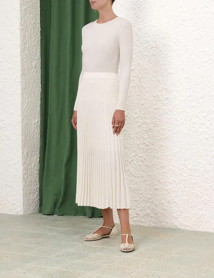 Women Knitwear Zimmermann Crew Neck Top Parchment