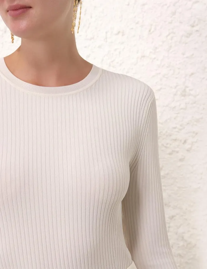 Women Knitwear Zimmermann Crew Neck Top Parchment