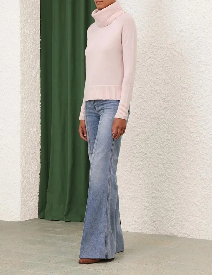 Women Knitwear Zimmermann Funnel Neck Sweater Dusty Pink