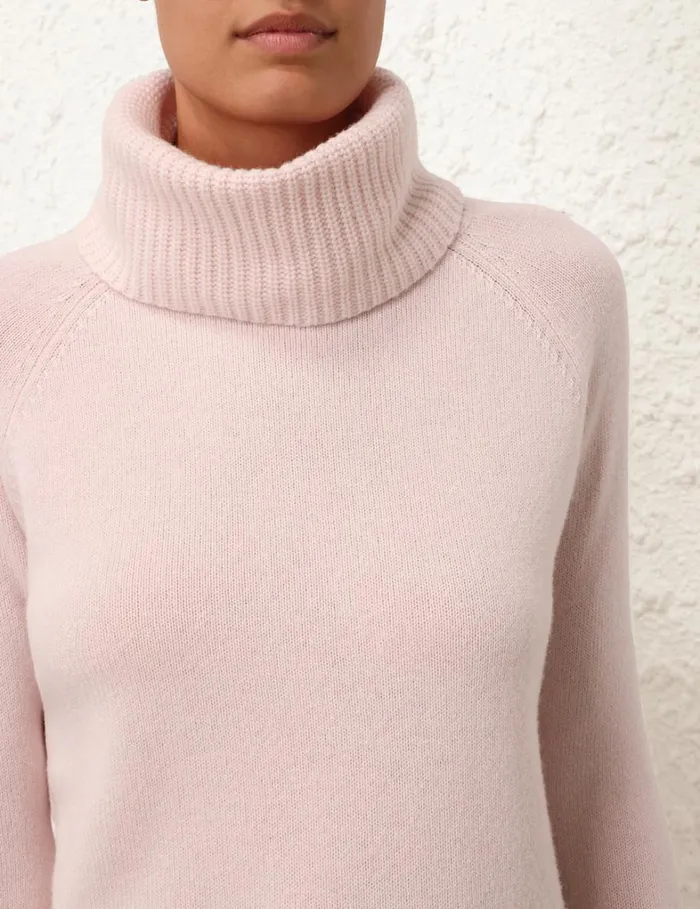 Women Knitwear Zimmermann Funnel Neck Sweater Dusty Pink