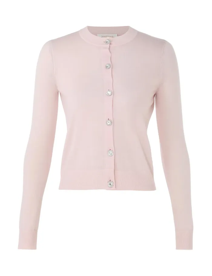 Women Knitwear Zimmermann Matchmaker Crew Neck Cardigan Dusty Pink
