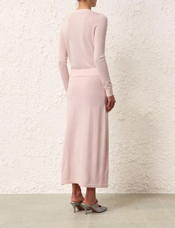 Women Knitwear Zimmermann Matchmaker Crew Neck Cardigan Dusty Pink