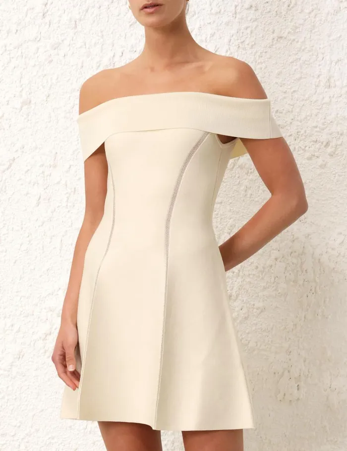 Women Knitwear Zimmermann Matchmaker Knit Panelled Mini Cream