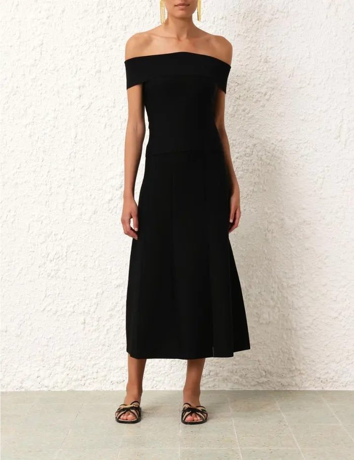 Women Knitwear Zimmermann Matchmaker Knit Panelled Skirt Black