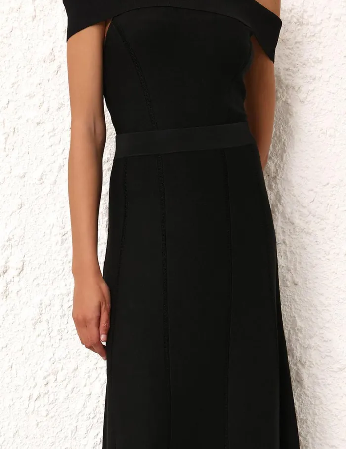 Women Knitwear Zimmermann Matchmaker Knit Panelled Skirt Black