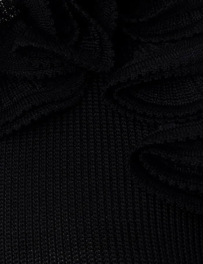 Women Knitwear Zimmermann Matchmaker Ruffle Neck Midi Black