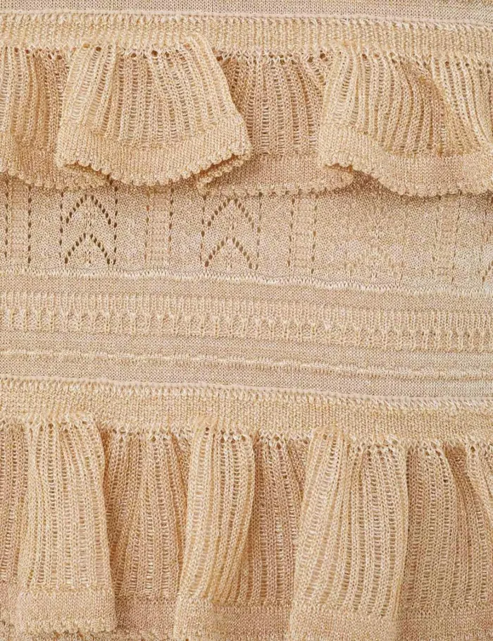 Women Knitwear Zimmermann Matchmaker Ruffle Skirt Gold Lurex