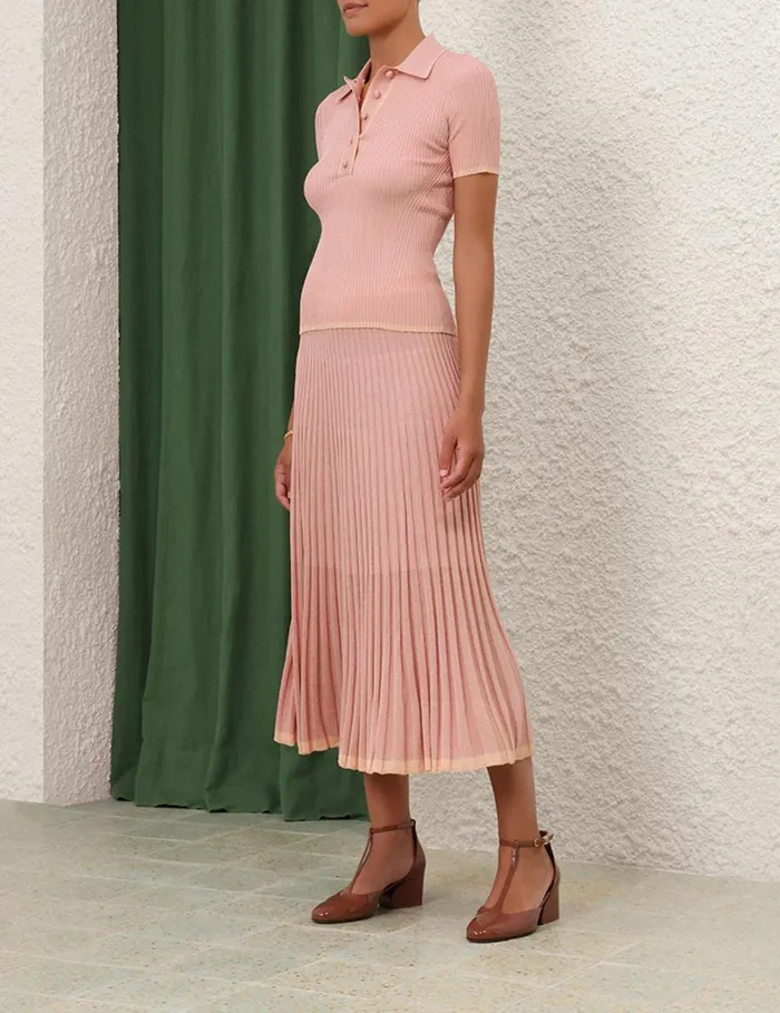 Women Knitwear Zimmermann Metallic Midi Skirt Peach