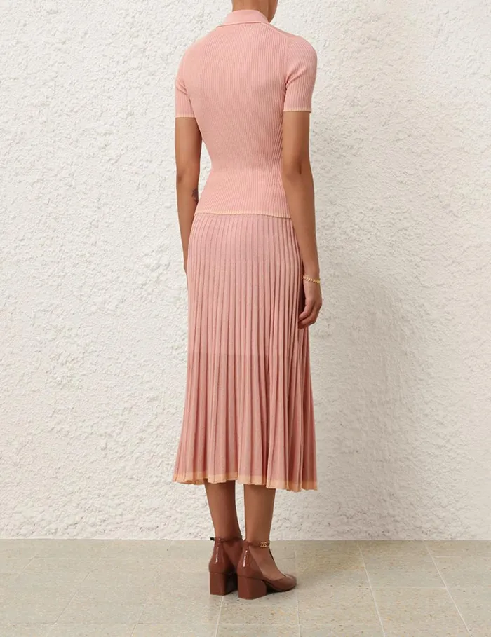 Women Knitwear Zimmermann Metallic Midi Skirt Peach