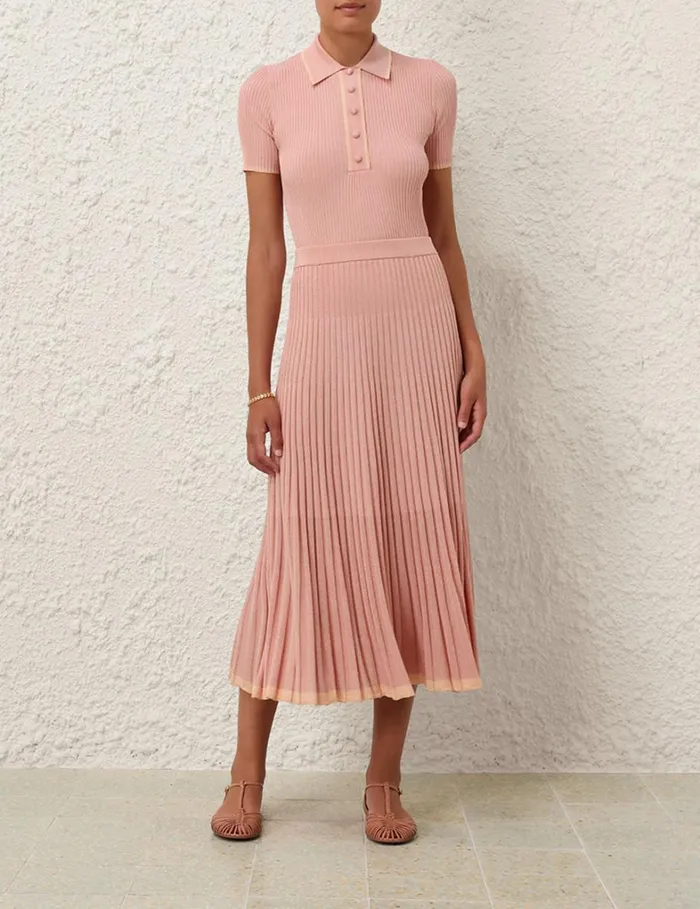 Women Knitwear Zimmermann Metallic Midi Skirt Peach